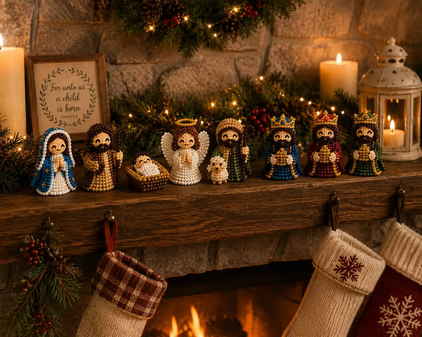 3D Beaded Nativity Collection DIY Kit – Handmade Christmas Faith Craft Set (8-Piece Set)