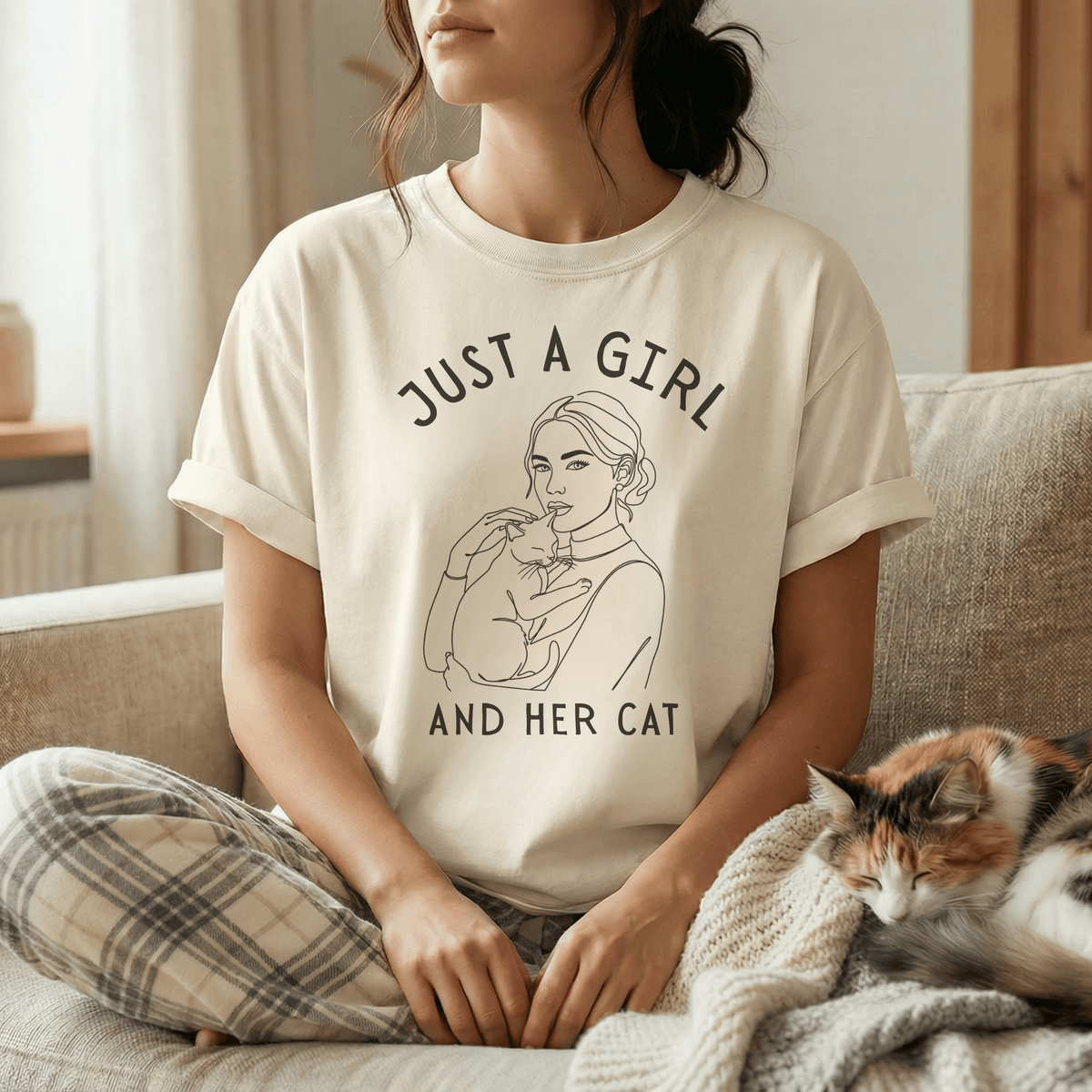 Just a Girl and Her Cat Tee - Moods and Merch