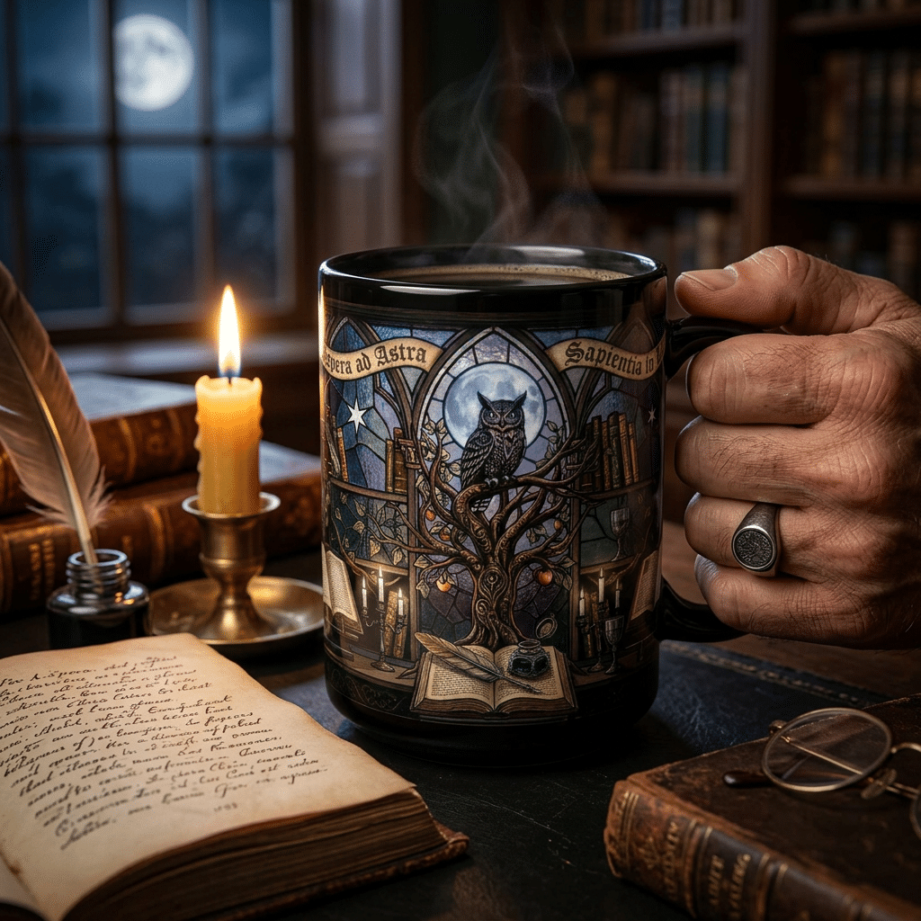 Stained Glass Wizard Library Mug, 15oz - Moods and Merch
