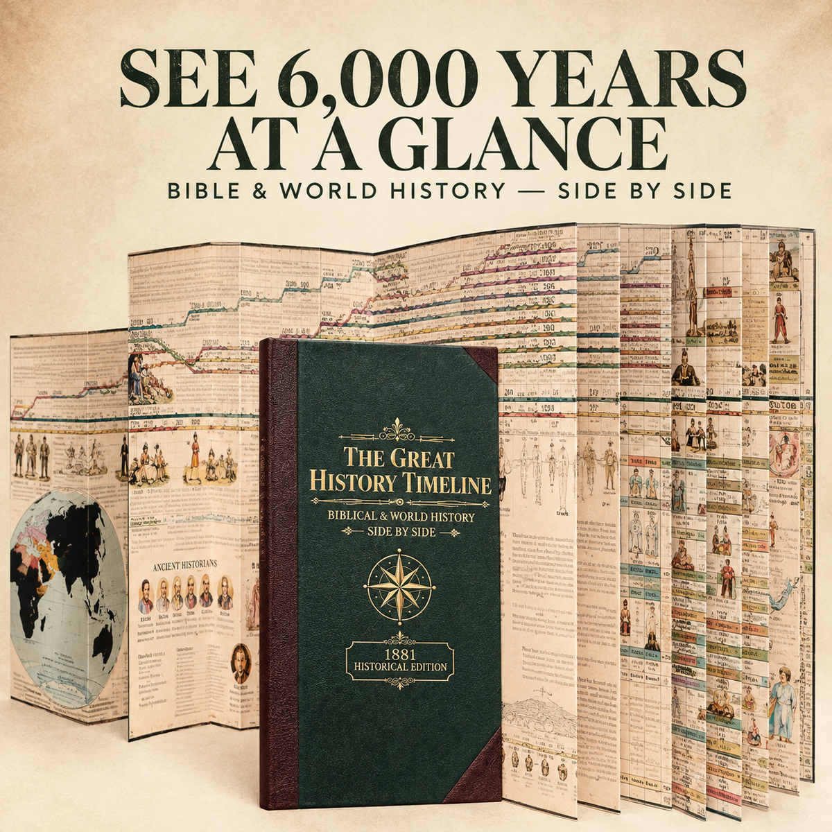 Synchronological Chart - 6,000 Years of Bible & World History in One Fold-Out Hardcover