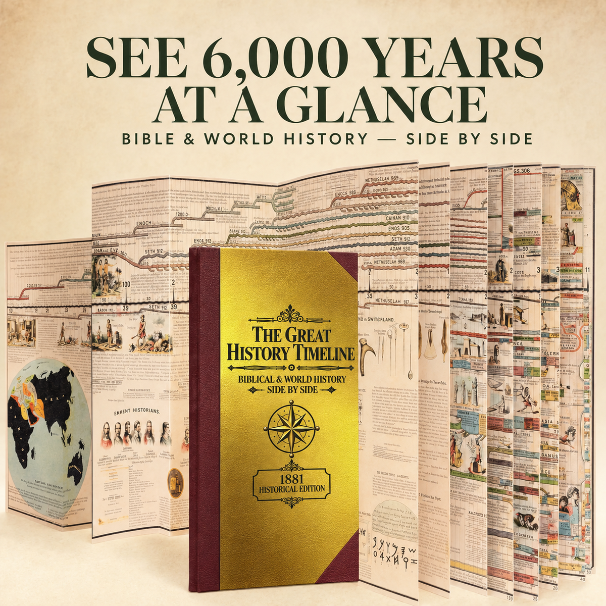 Synchronological Chart - 6,000 Years of Bible & World History in One Fold-Out Hardcover