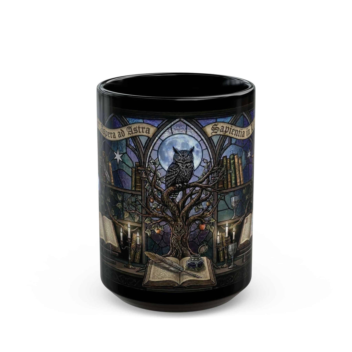 Stained Glass Wizard Library Mug, 15oz - Moods and Merch