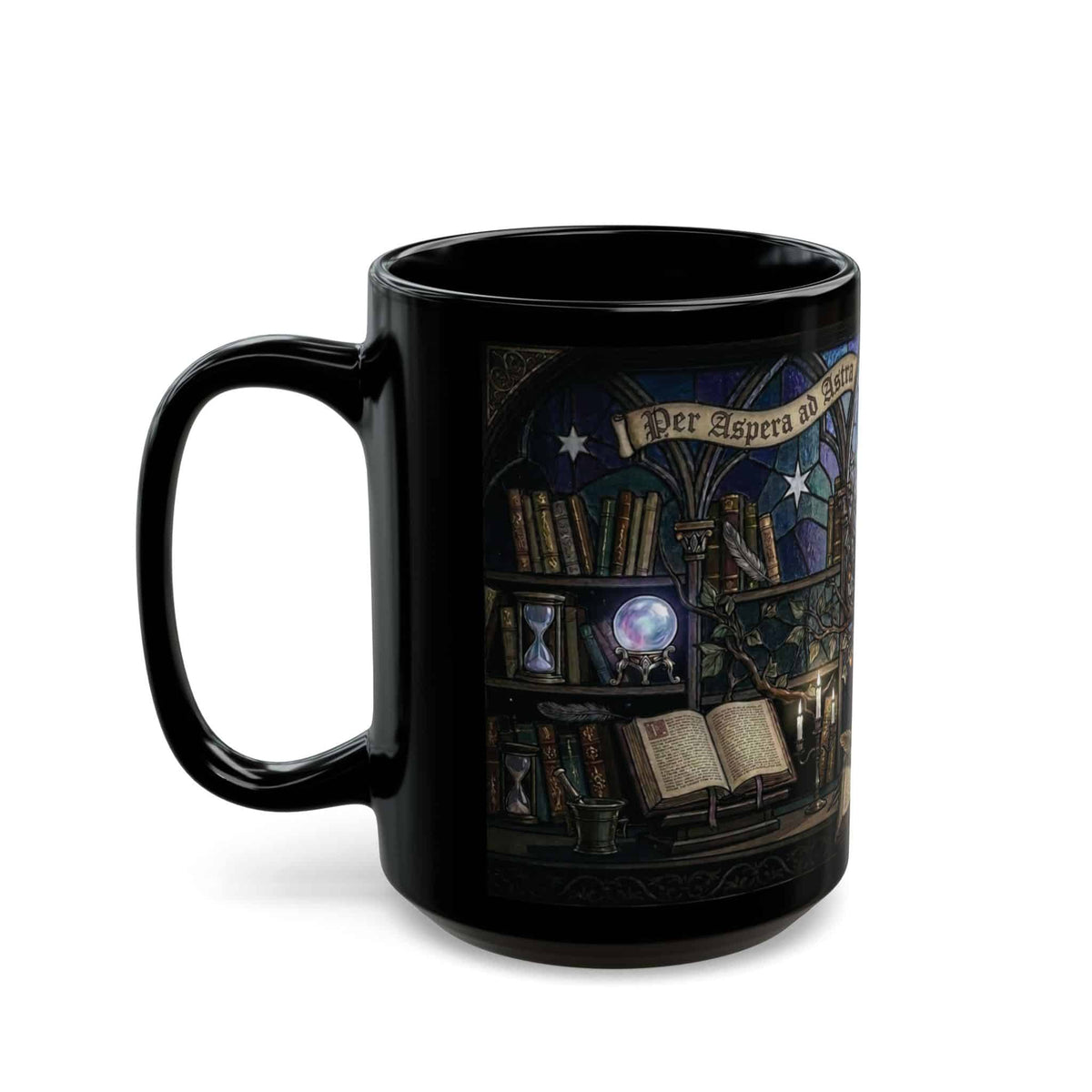 Stained Glass Wizard Library Mug, 15oz - Moods and Merch