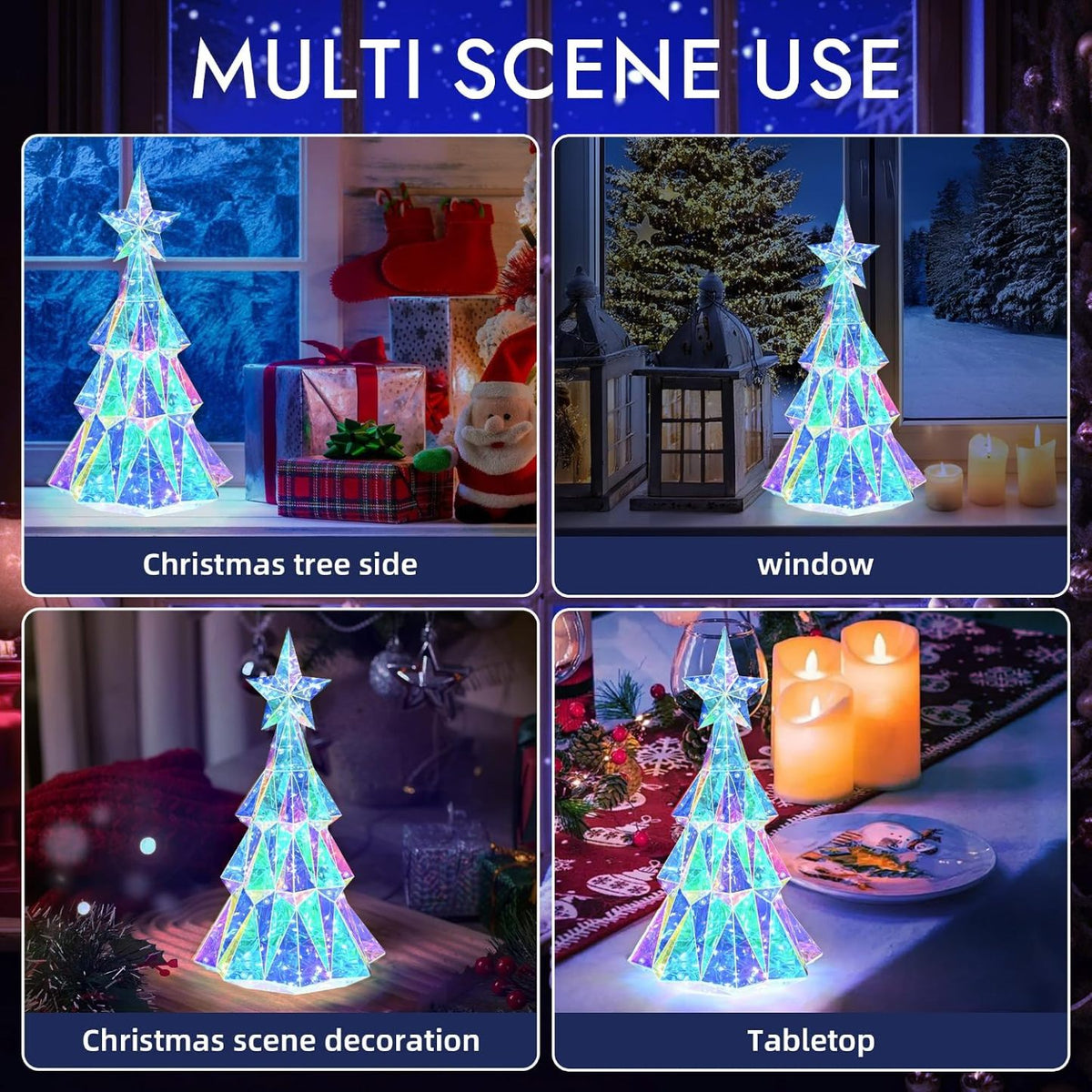 🎅 Early Christmas Sale 🎅✨3D Prismatic Iridescent Holographic Christmas Tree with LED Lights
