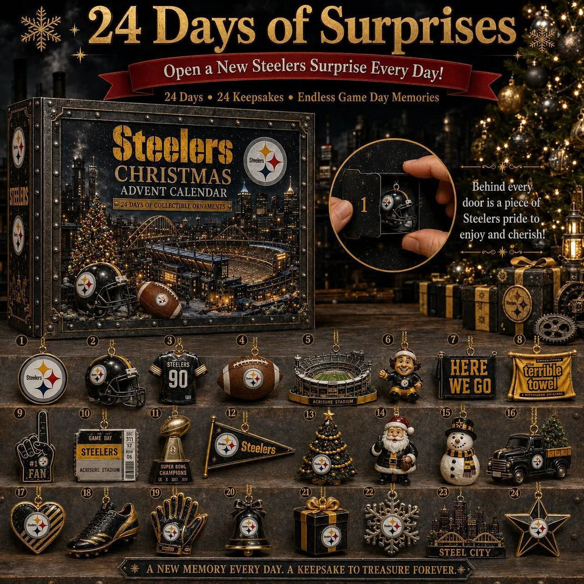 Football Fan Christmas Advent Calendar - 24 Collectible Game Day Ornaments