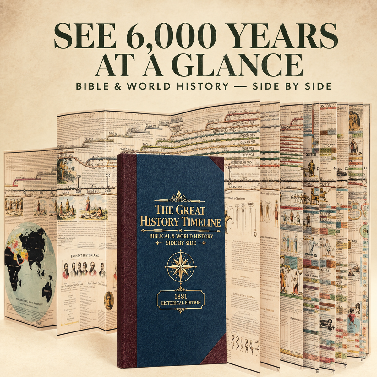 Synchronological Chart - 6,000 Years of Bible & World History in One Fold-Out Hardcover