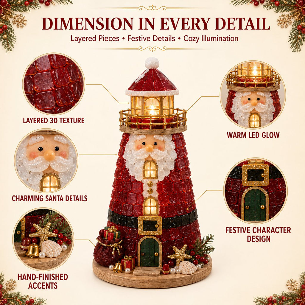 🎄Christmas Character Sea Glass-Style Lighthouse Kit Collection | Complete Kit with Sea Glass-Style Pieces, LED Lights & Step-by-Step Guide Included 💕