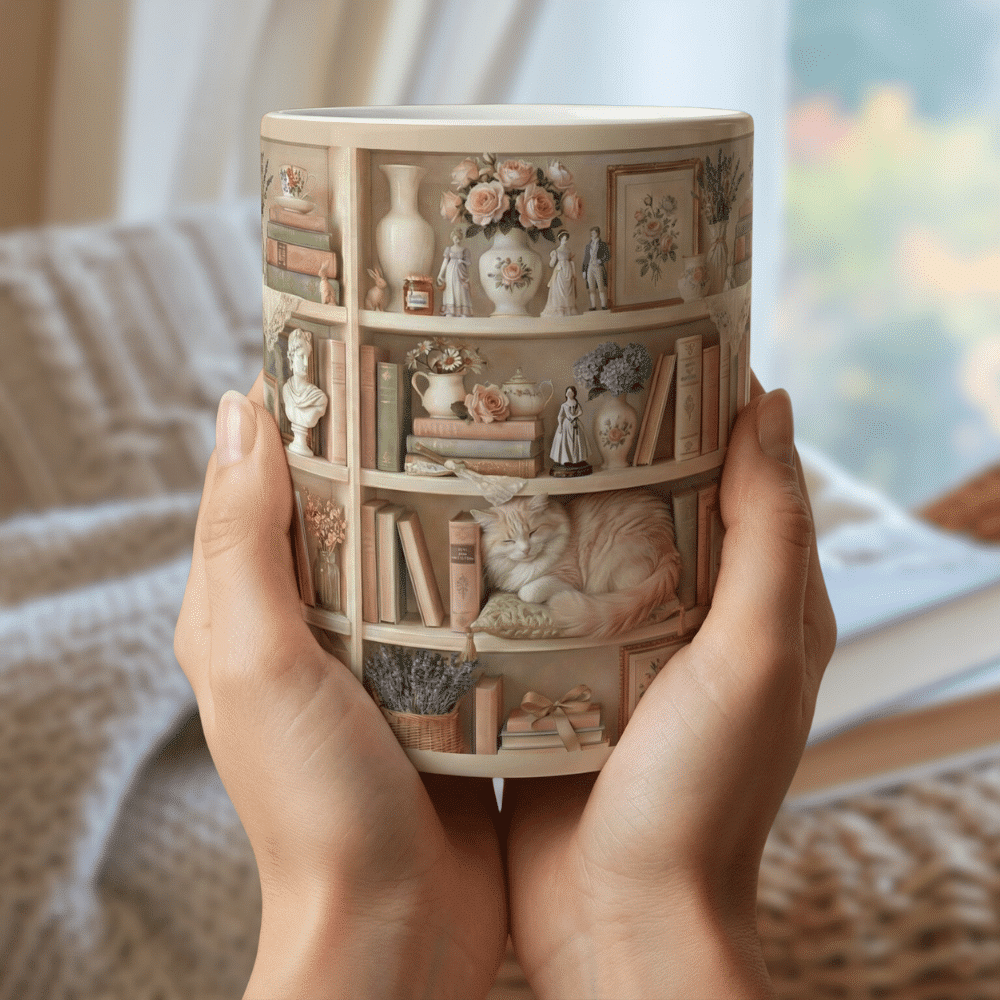 Jane Austen Inspired Library Mug, 15oz - Moods and Merch